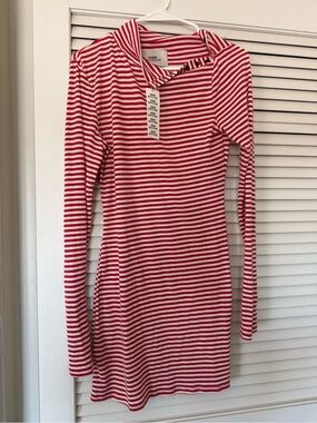 Urban Outfitters Red & White Striped Long Sleeve Dress
